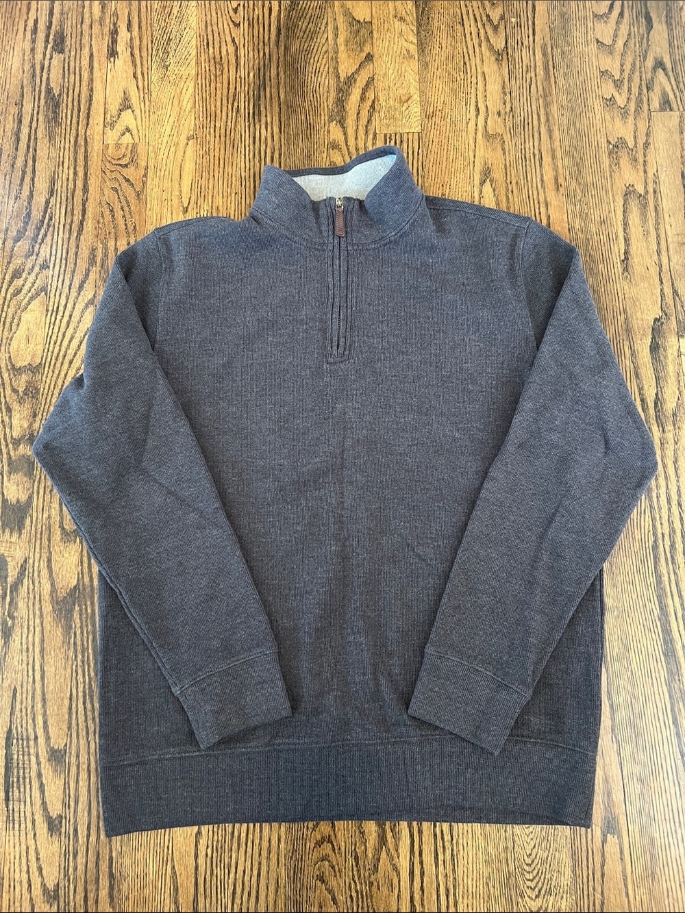 Lands' End Men's Zip-Neck Sweater in Charcoal